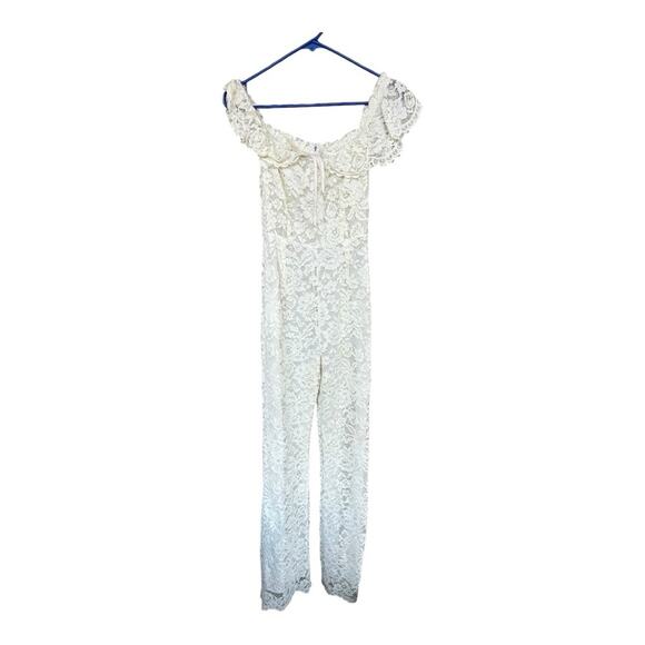 Stone Cold Fox plumeria off the shoulder white lace jumpsuit Size 1 - Picture 5 of 8